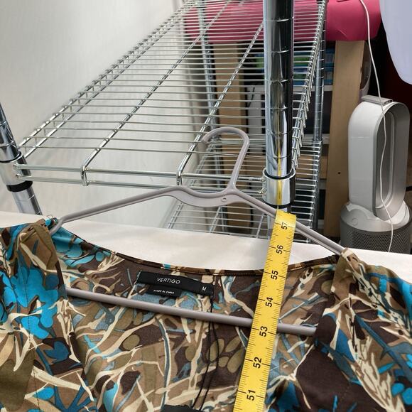 Vertigo‎ Women's Y2K Brown Turquoise Abstract Print Maxi Dress Size M Statement - Picture 3 of 12